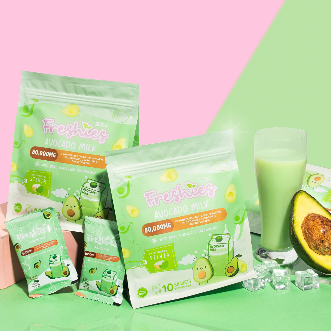20 Freshies Avocado Milk Collagen Drink by Juju Glow, 10 Sachets