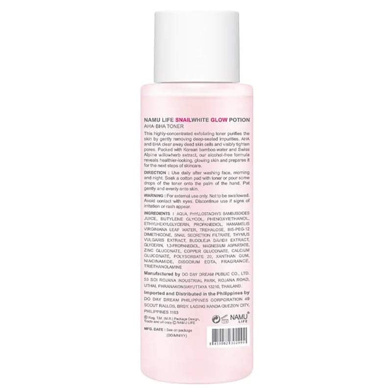 SNAIL WHITE Glow Potion AHA-BHA Toner 150ml - EXPIRES DEC 2025