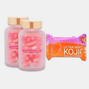 2 Bottles Beauty&U Hikari Premium Japan Glutathione + Kojic Soap 70g