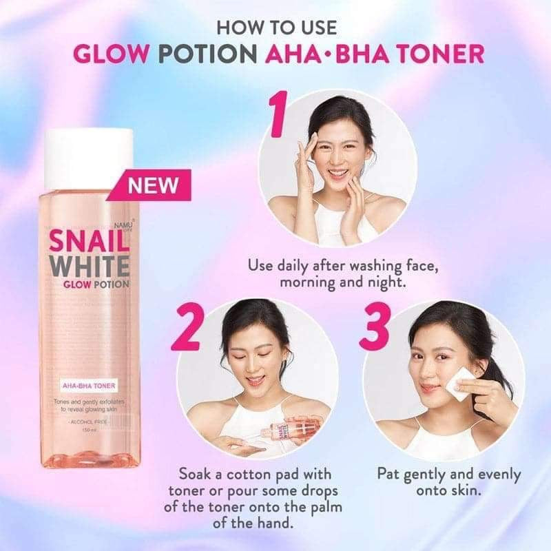 SNAIL WHITE Glow Potion AHA-BHA Toner 150ml - EXPIRES DEC 2025