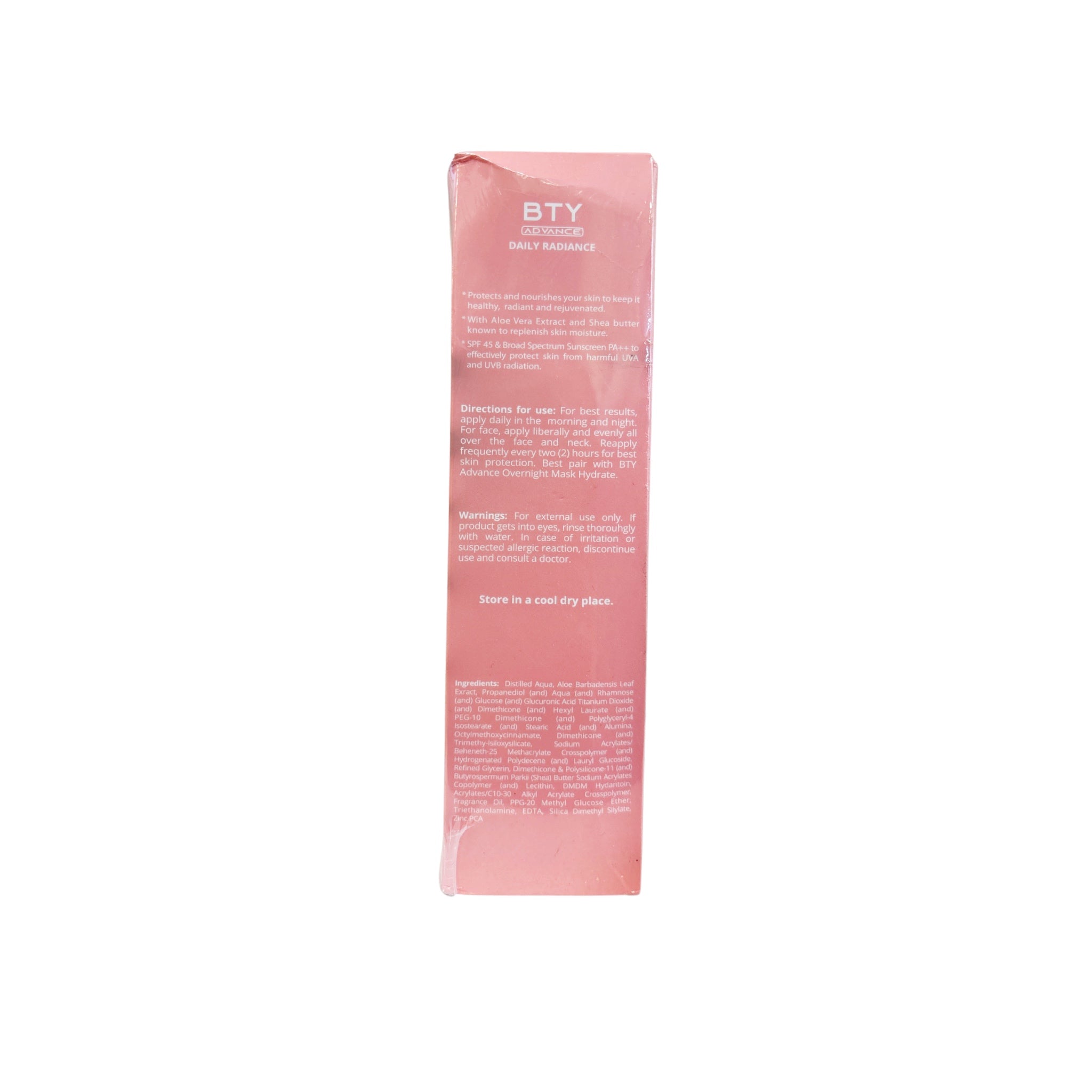 BTY ADVANCE DAILY RADIANCE Body Lotion with SPF 45 - Hydrating & Nourishing Lotion with Aloe Vera Extract & Shea Butter - 250 mL