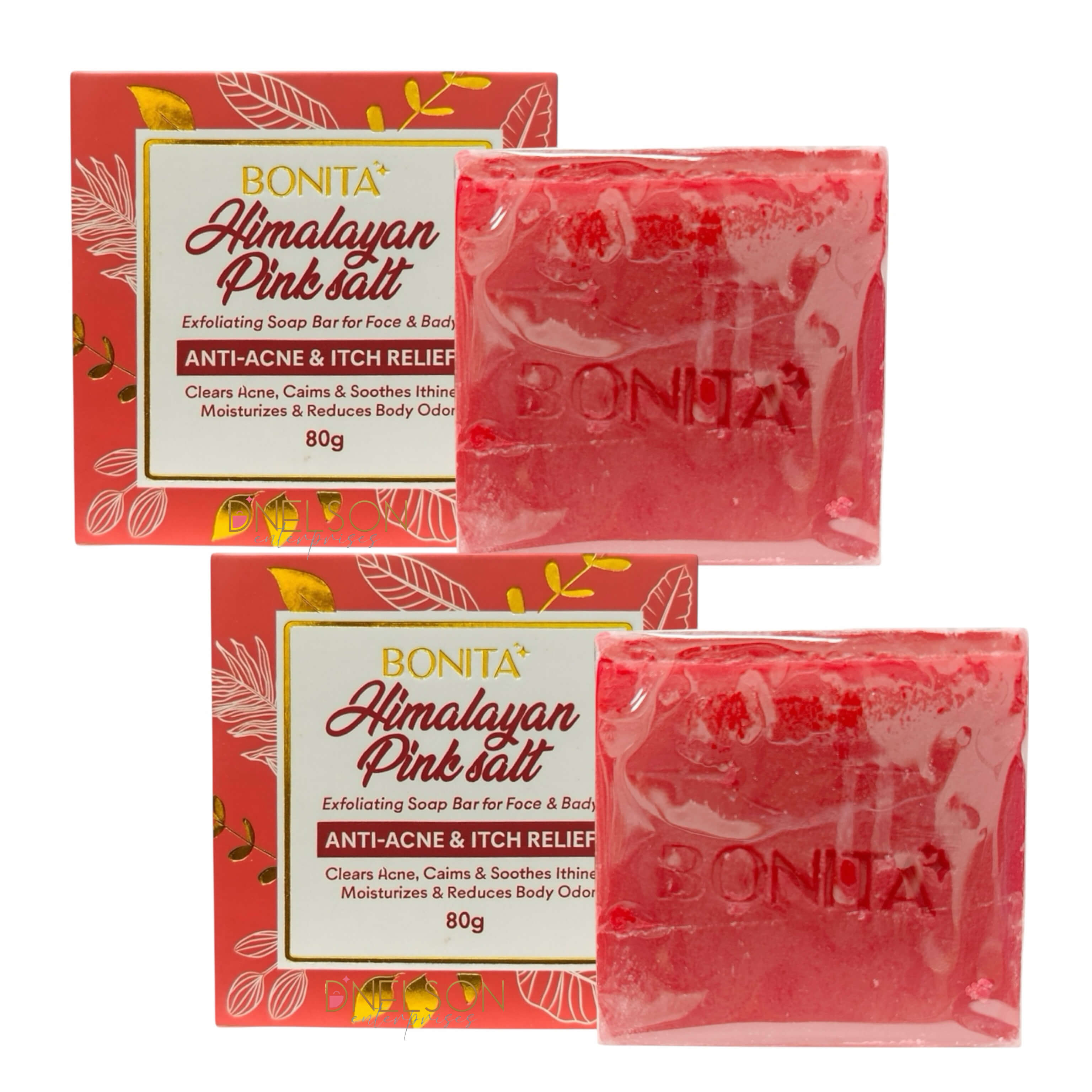 2 Bars BONITA Himalayan Pink Salt Exfoliating Soap Bar  With Tranexam  D  Nelson Enterprises