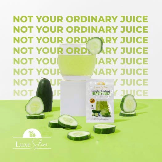 LUXE Slim Cucumber & Dalandan Beauty Juice - Herbal Drink Mix with Hydrolyzed Marine Collagen, Reduced L-Glutathione and Vitamin C - 8 Sachets (168g)