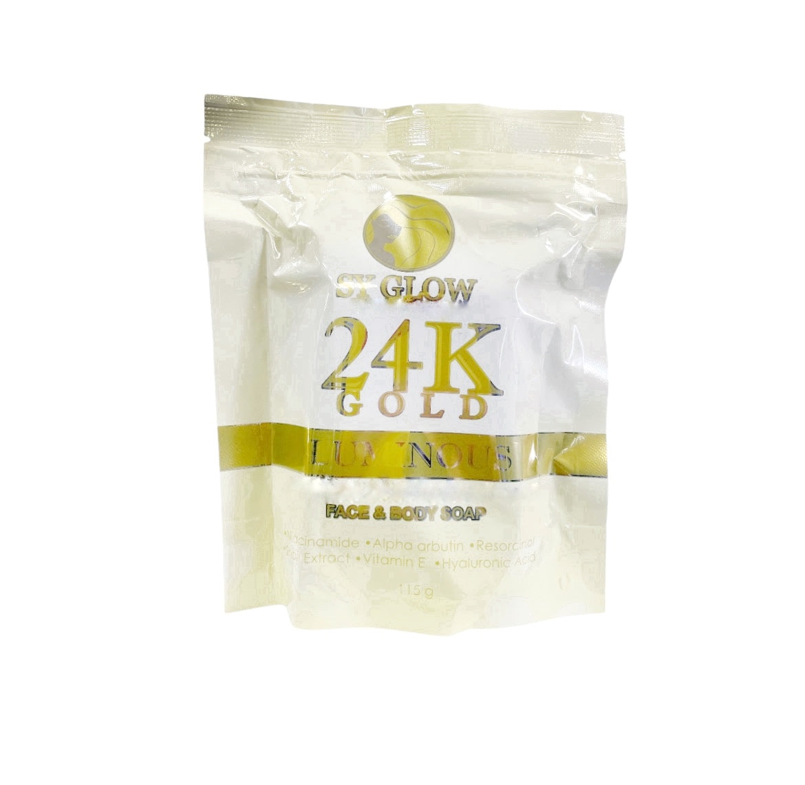 SY GLOW 24K Luminous Face & Body Soap 115 g | With Niacinamide, Alpha Arbutin, Snail Extract & Vitamin E | Hydrating Skin Bar for Radiant and Even-Toned Skin