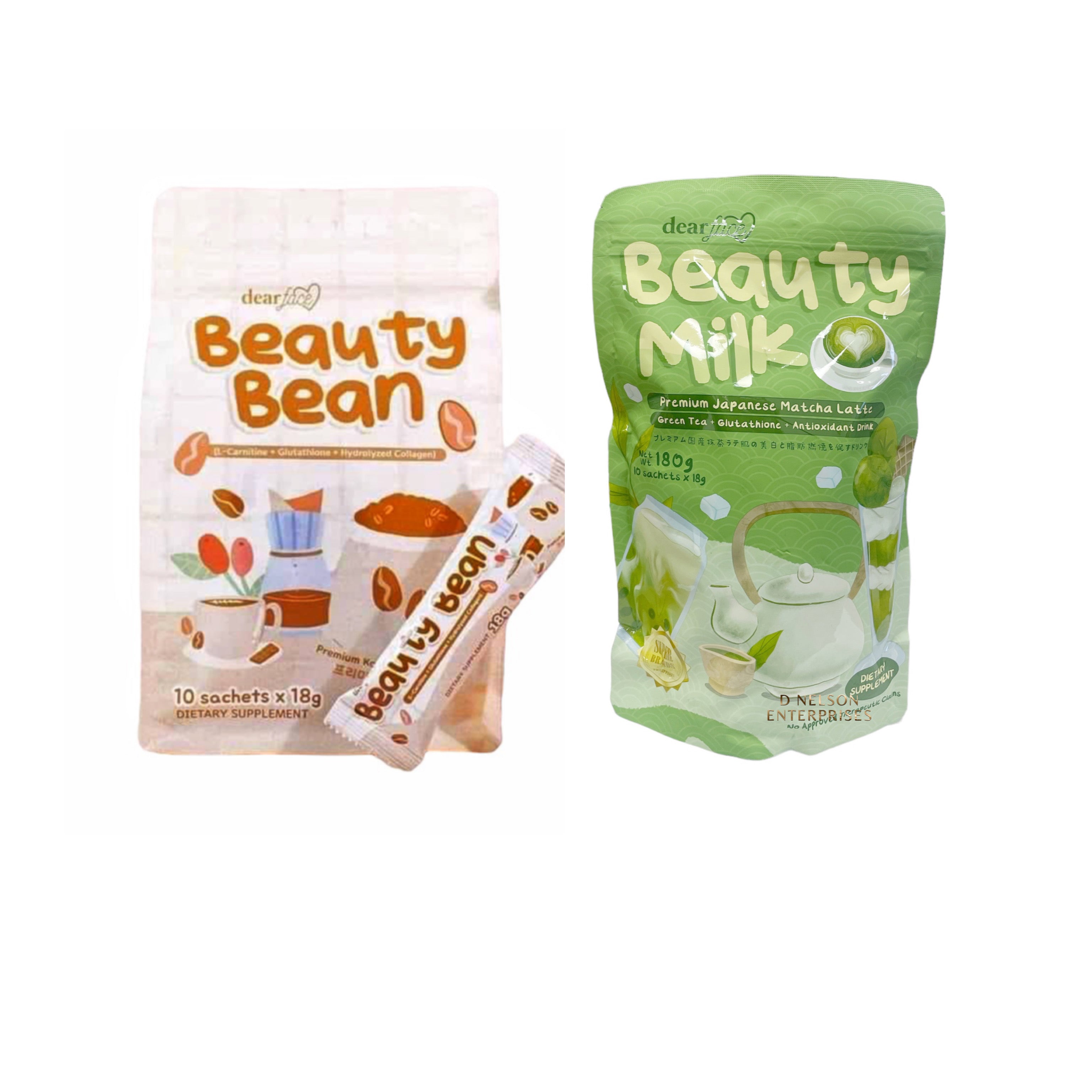 Dear Face Beauty Milk Matcha Latte & Beauty Bean Premium Korean Coffee  D  Nelson Enterprises