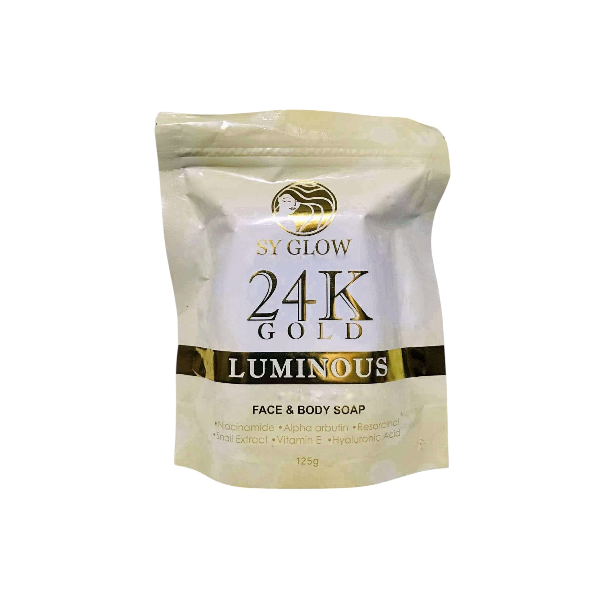 SY GLOW 24K Luminous Face & Body Soap 115 g | With Niacinamide, Alpha Arbutin, Snail Extract & Vitamin E | Hydrating Skin Bar for Radiant and Even-Toned Skin