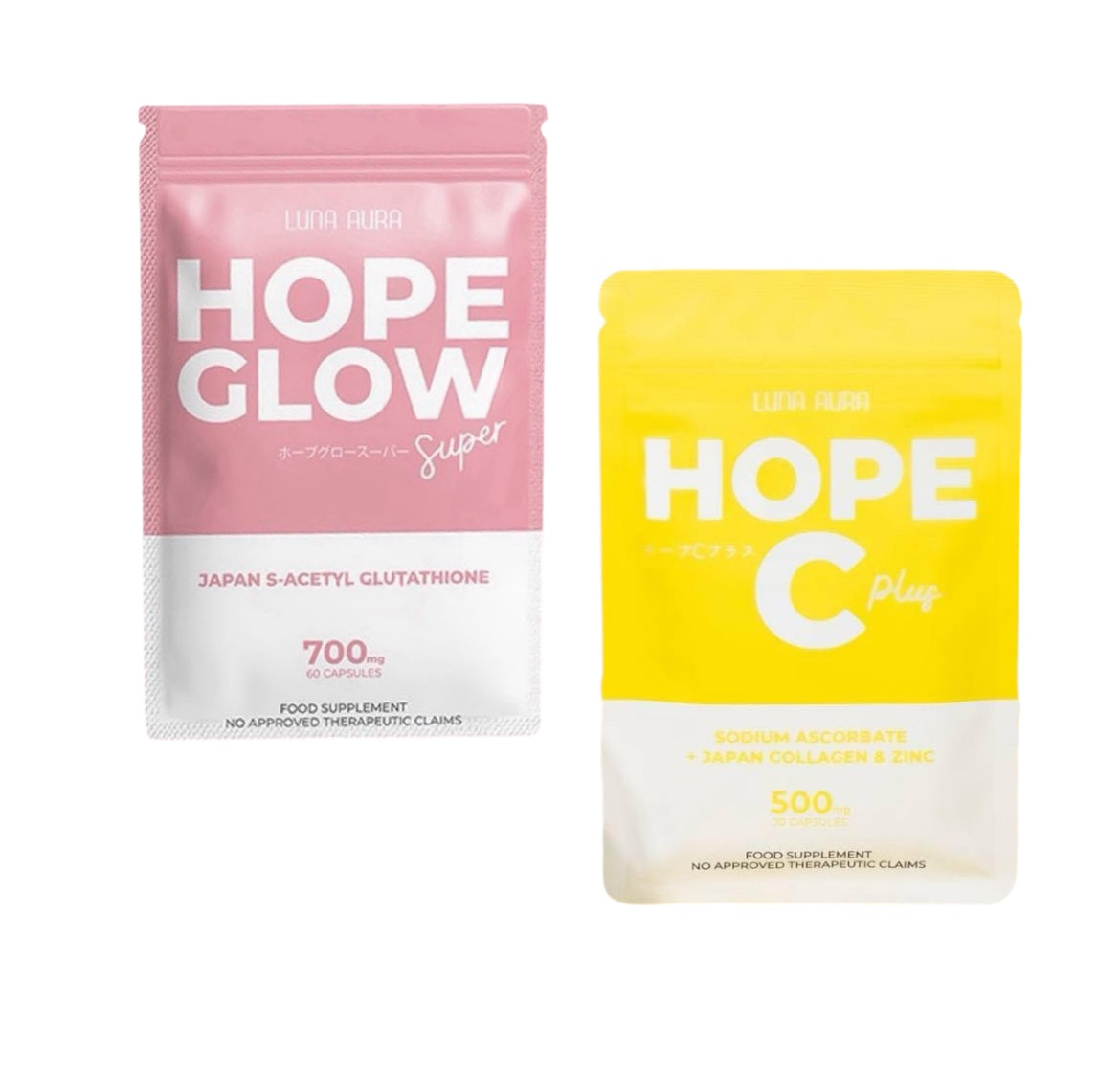 glutathione 98 Glowing Skin Super Combo: Luna Aura HOPE GLOW Super 700mg & HOPE C – D  Nelson Enterprises