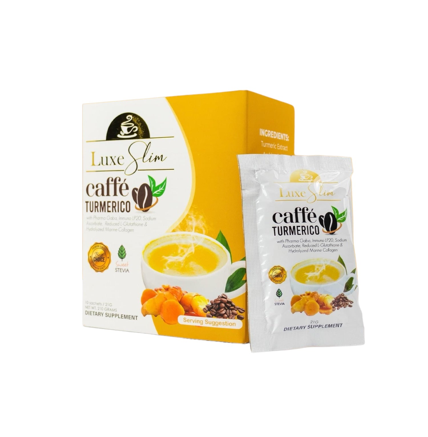 Luxe Slim Caffe TURMERICO With Collagen & L-Glutathione, 10 Sachets