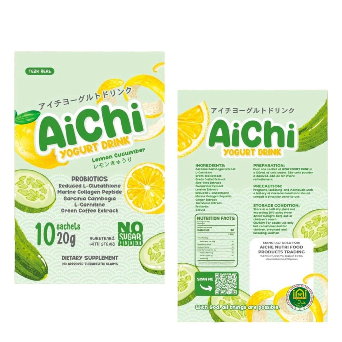 Aichi Lemon Cucumber Yogurt Drink 20g X 10 Sachets