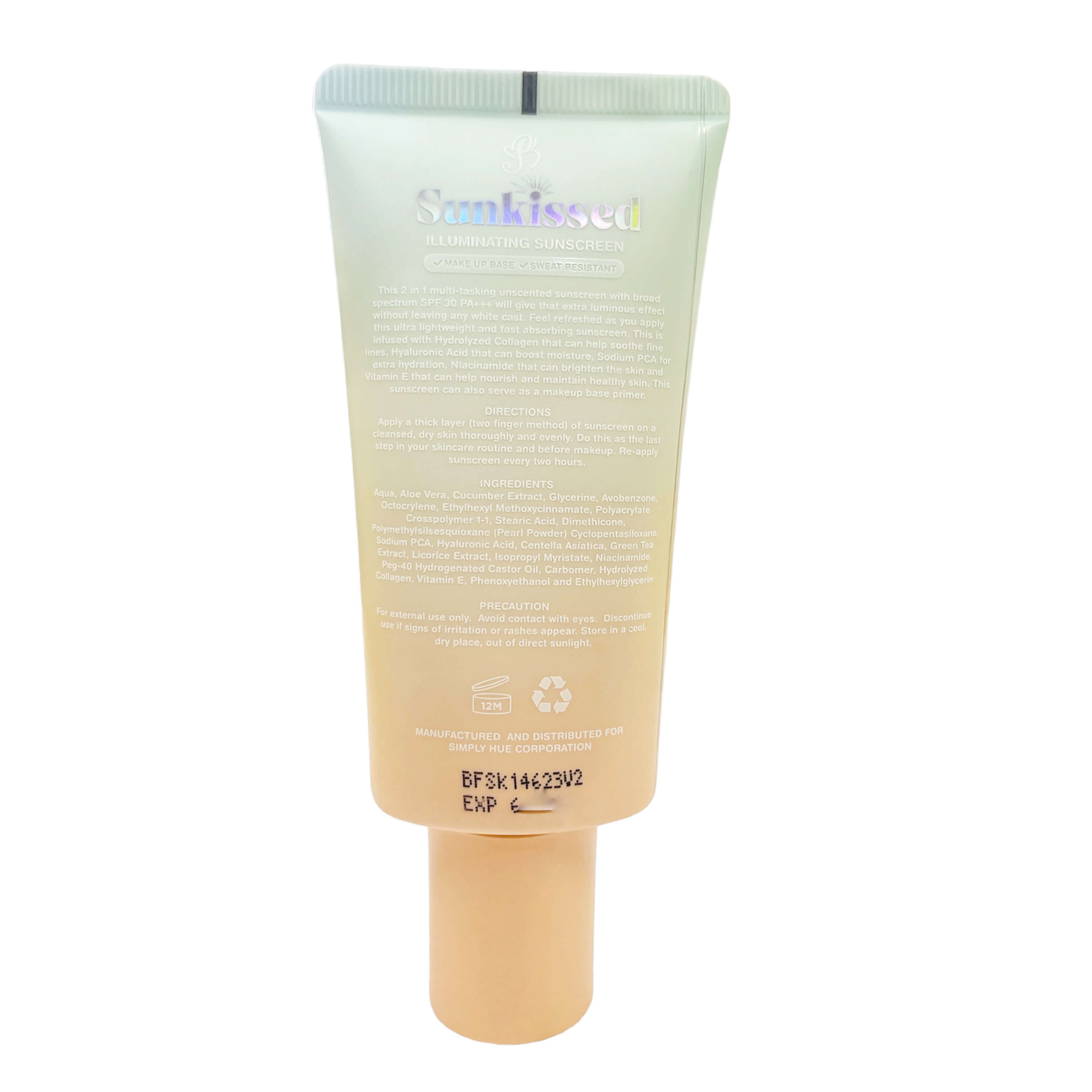 Barefaced Sunkissed Illuminating Sunscreen SPF 30 PA+++ 50g Back content
