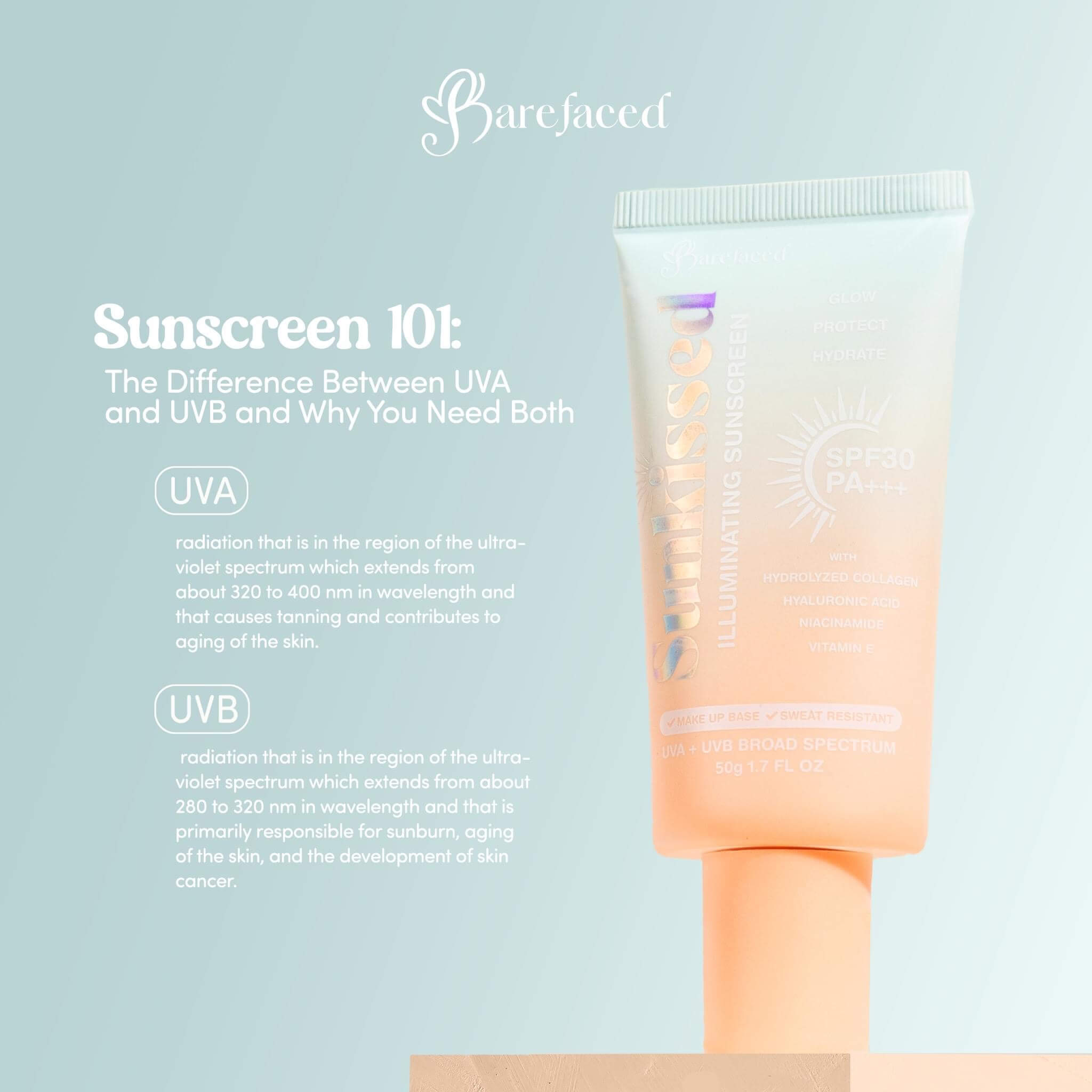 Barefaced Sunkissed Illuminating Sunscreen SPF 30 PA+++ 50g UVA UVB