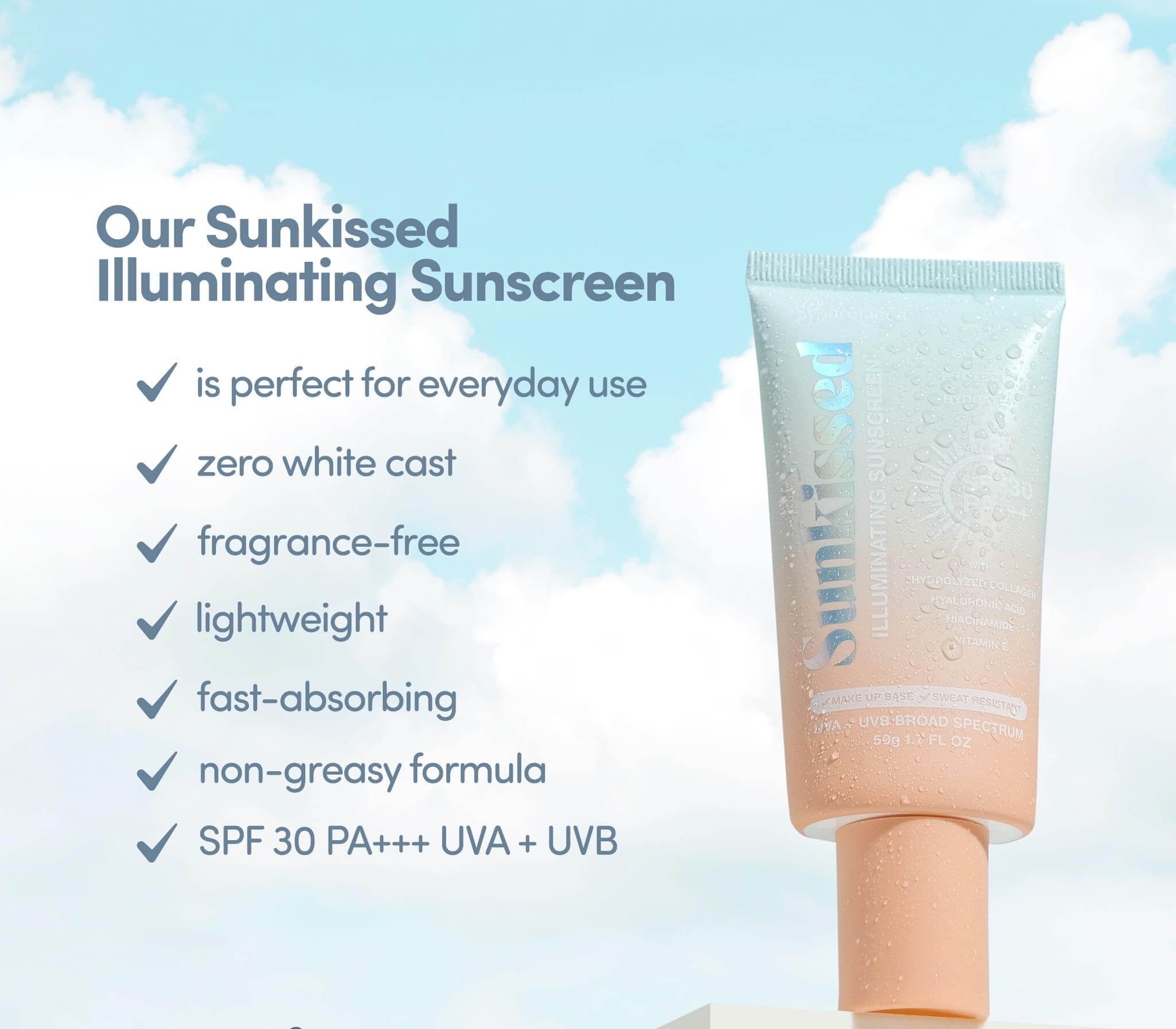 Barefaced Sunkissed Illuminating Sunscreen SPF 30 PA+++ 50g