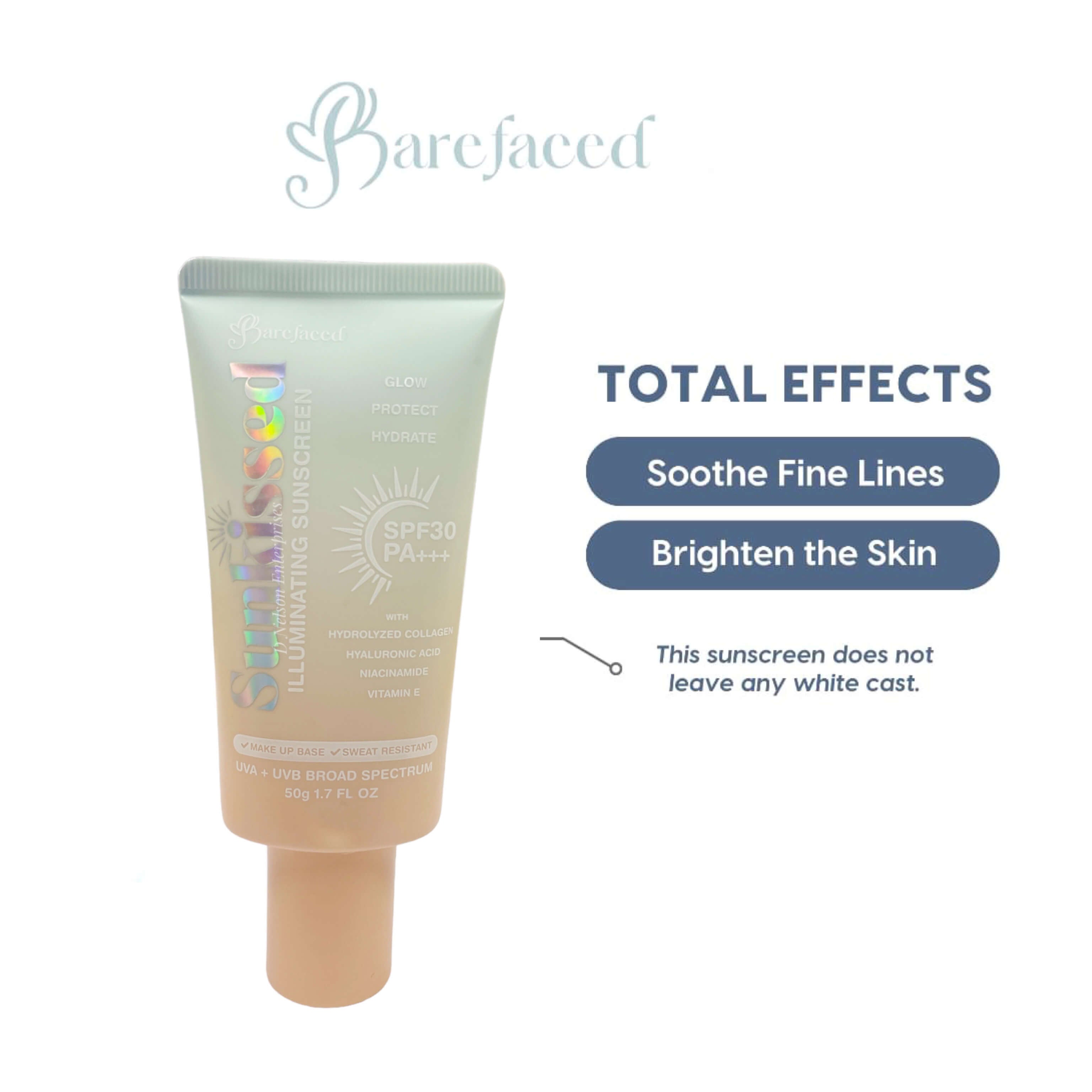 Barefaced Sunkissed Illuminating Sunscreen SPF 30 PA+++ 50g Effects