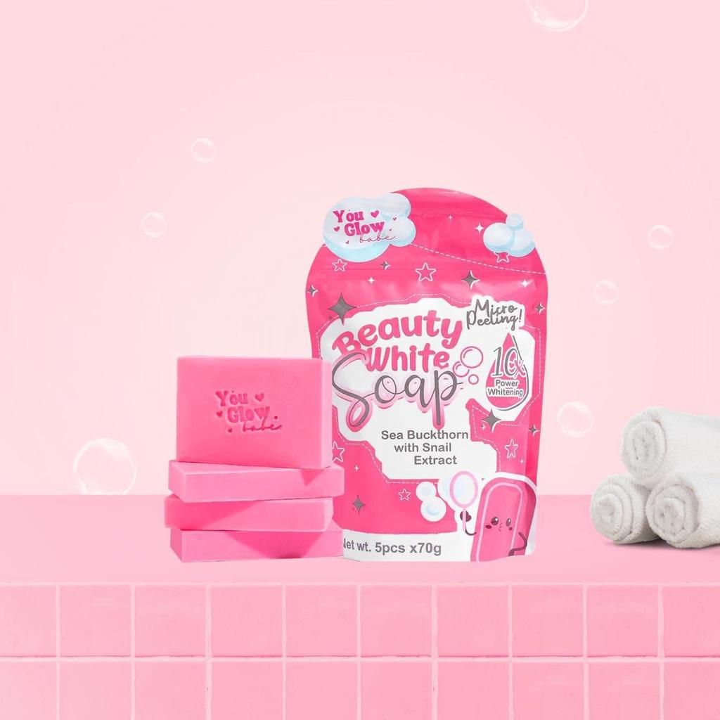 OLD PACKAGING Beauty White Soap by You Glow Babe, 5 Bars x 70g - FEB 2  D  Nelson Enterprises
