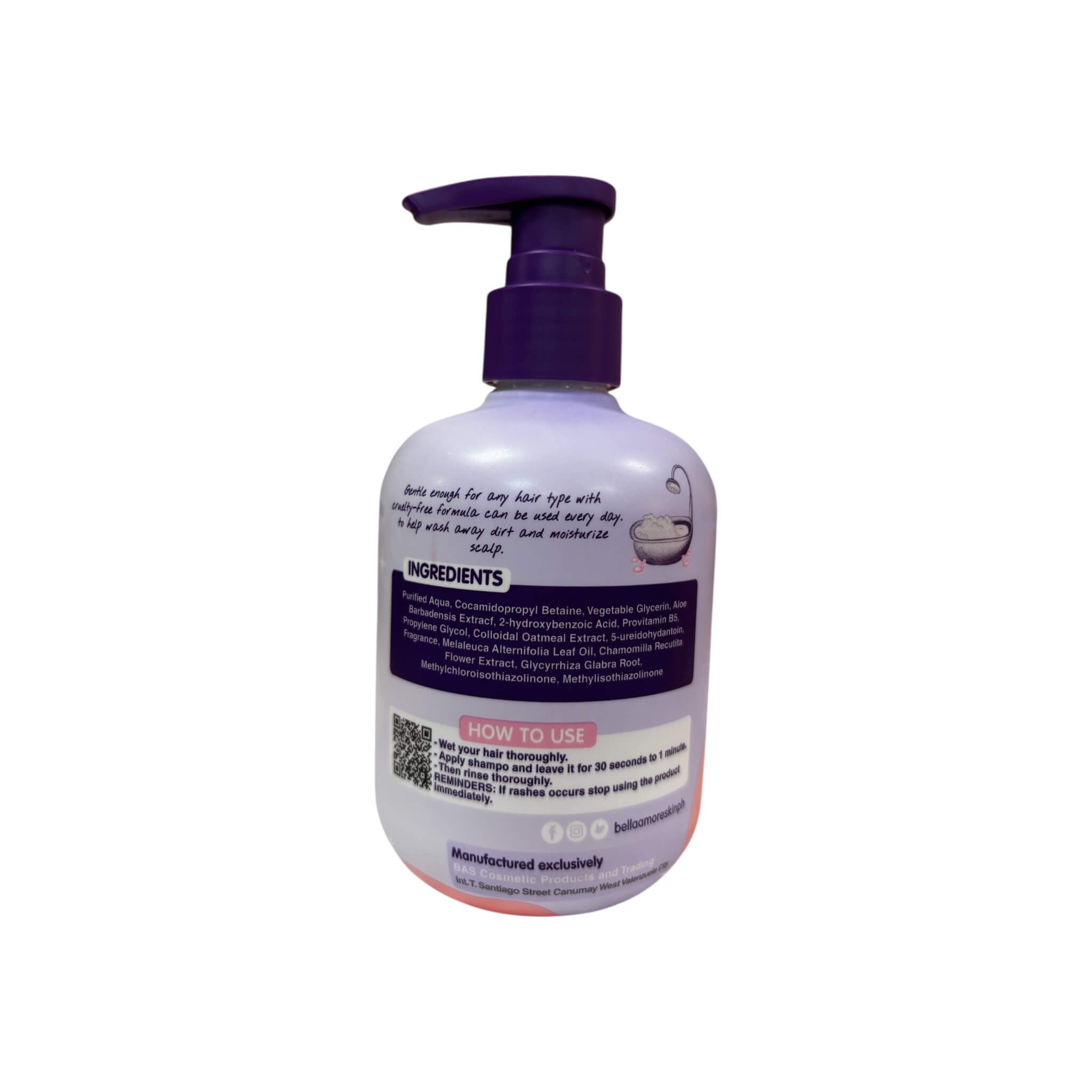 Bella Amore Himalayan Shampoo 250ml smooths hair texture