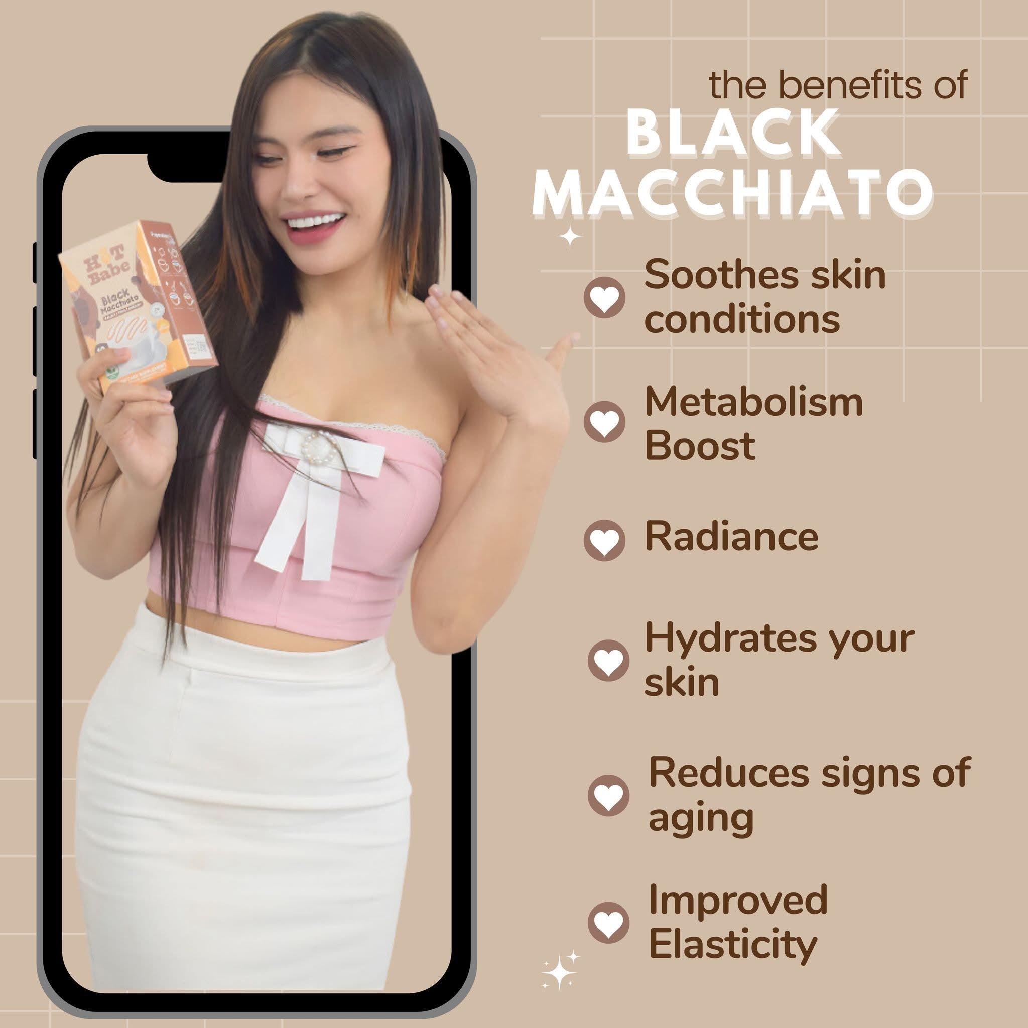 Premium instant coffee Hot Babe Black Macchiato 10 sachets