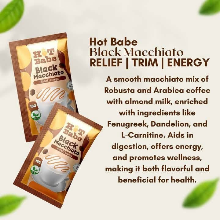Hot Babe instant coffee black macchiato, convenient pack of 10
