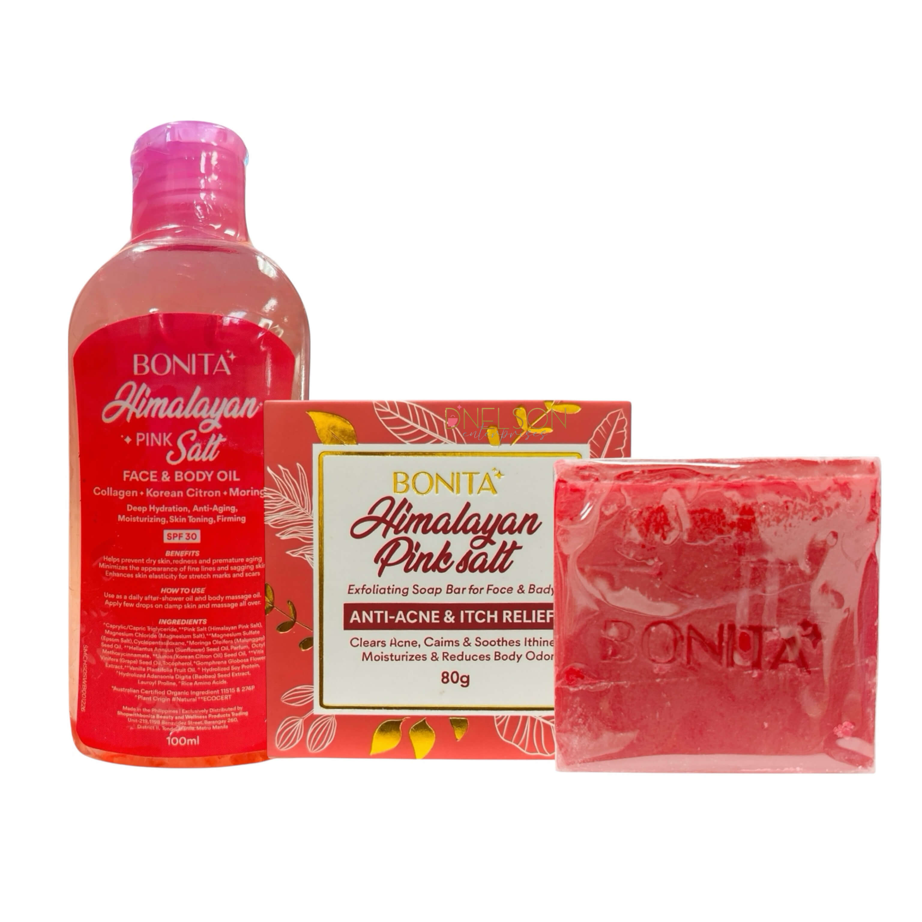 Bonita Himalayan Pink Salt Bundle – Face & Body Oil SPF 30 (Collagen, – D  Nelson Enterprises