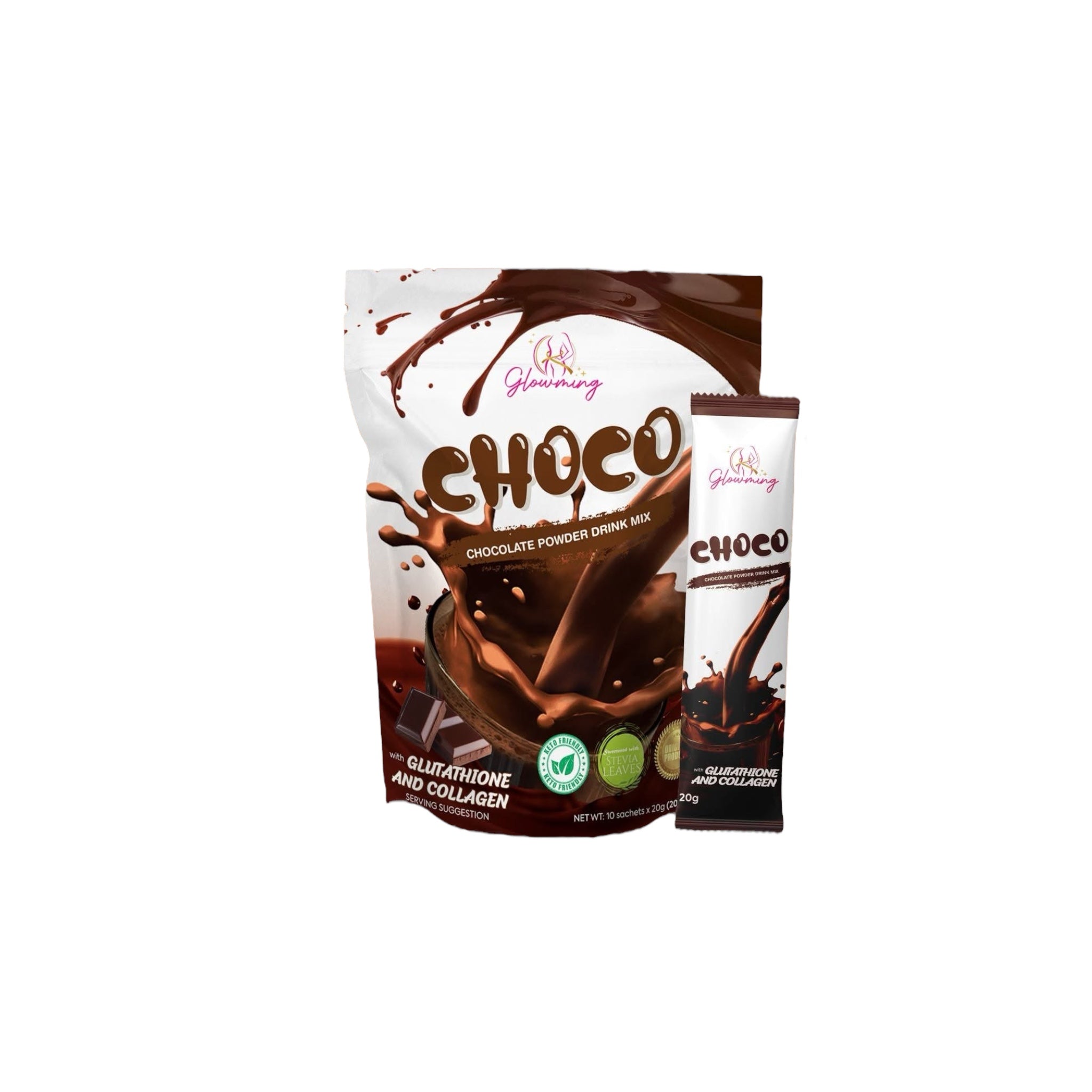Cris Cosmetics Glowming Choco - Glutathione & Collagen Drink Mix | 20g x 10 Sachets Cris Cosmetics Glowming Choco - Glutathione & Collagen Drink Mix | 20g x 10 Sachets