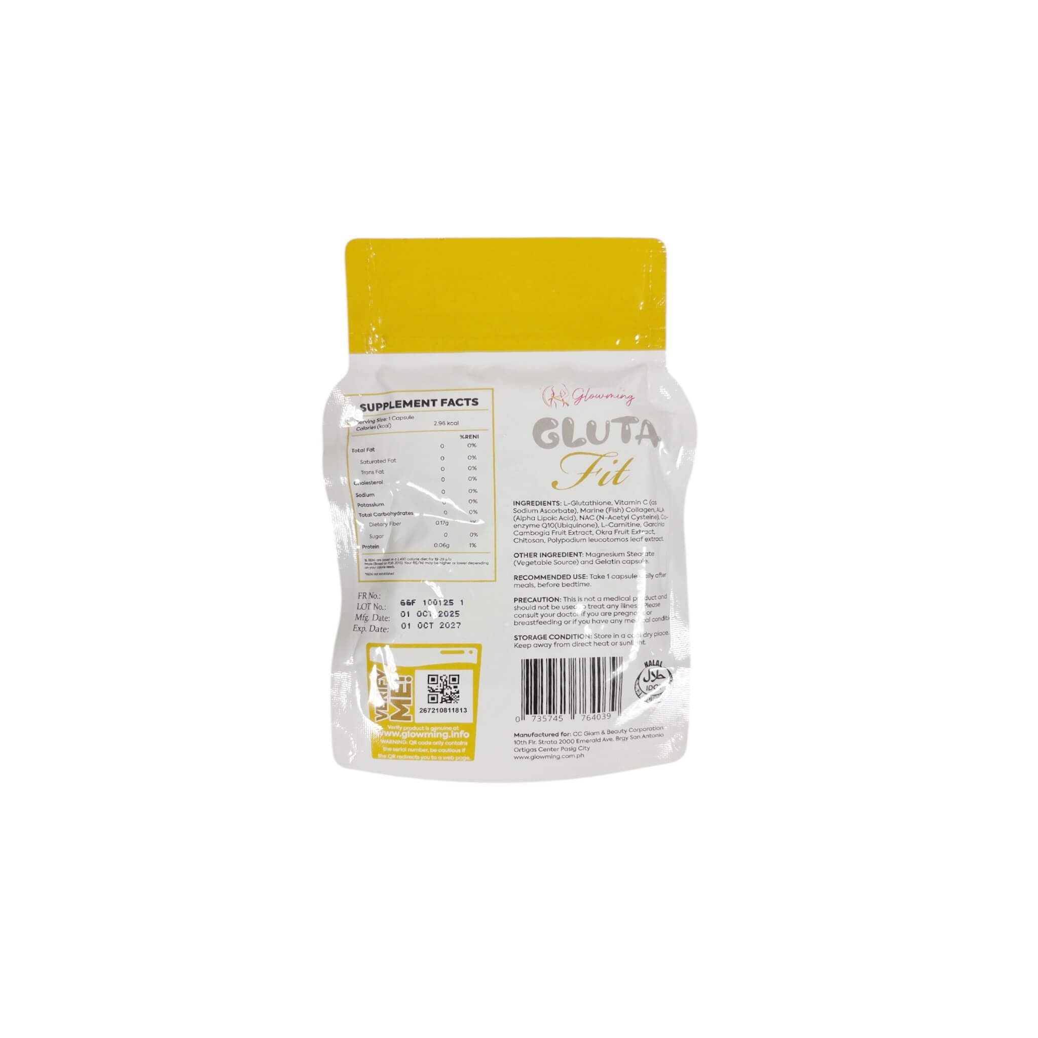 Cris Cosmetics Glowming GLUTA Fit 1000 mg with Vitamin C and CoQ10 for enhanced energy and nourishment