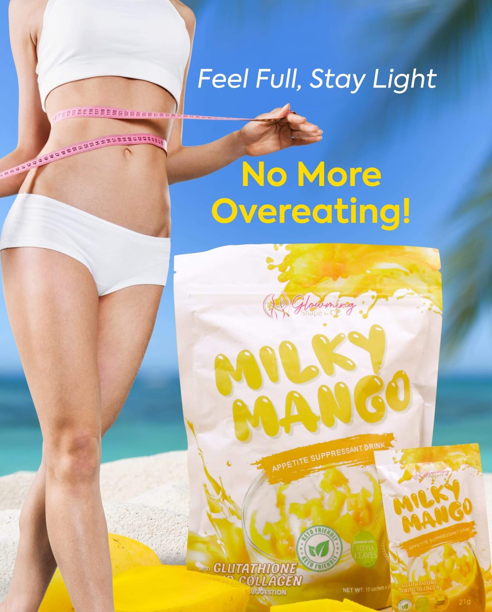 Cris Cosmetics Milky Mango Beauty Drink - 10 Sachets for Hydration, Skin Elasticity, and Anti-Aging