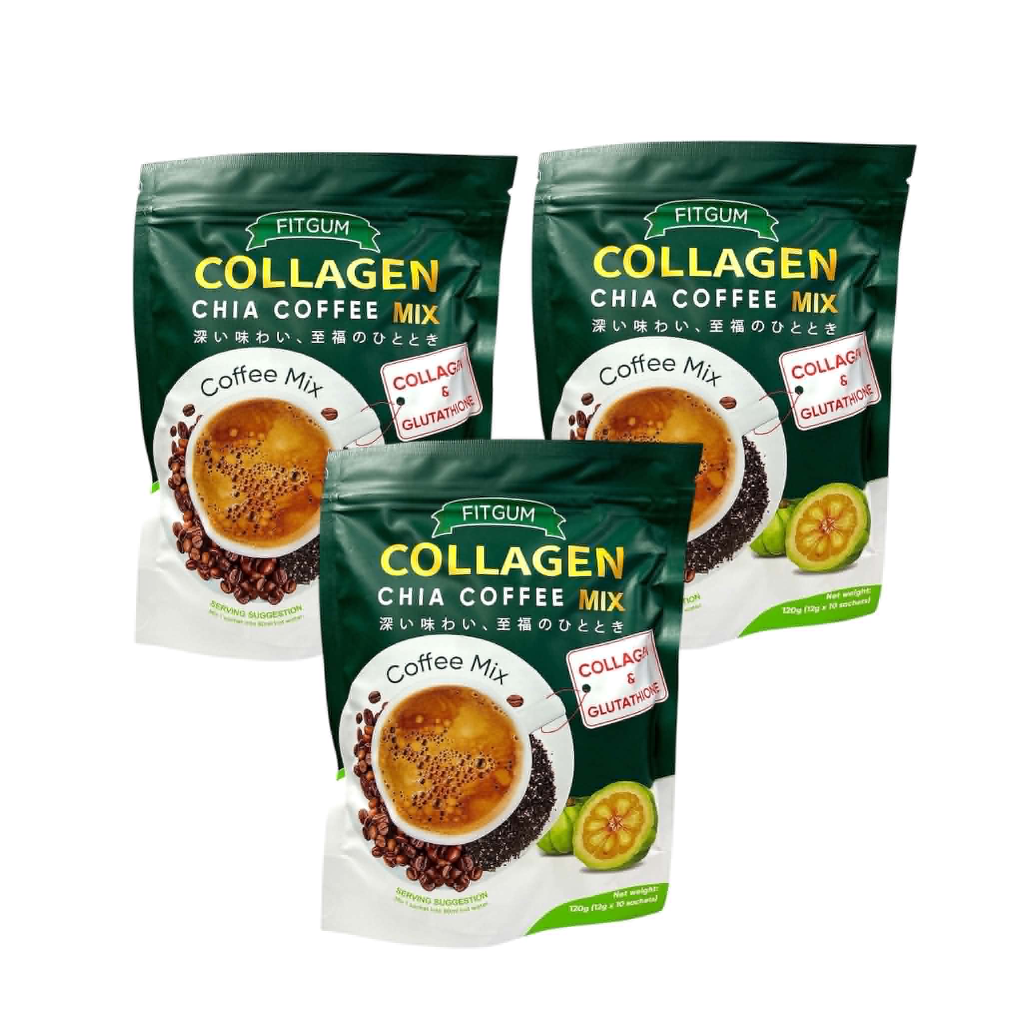 FITGUM Collagen Chia Coffee - 11 in 1 Shape Coffee Mix (3 Packs
