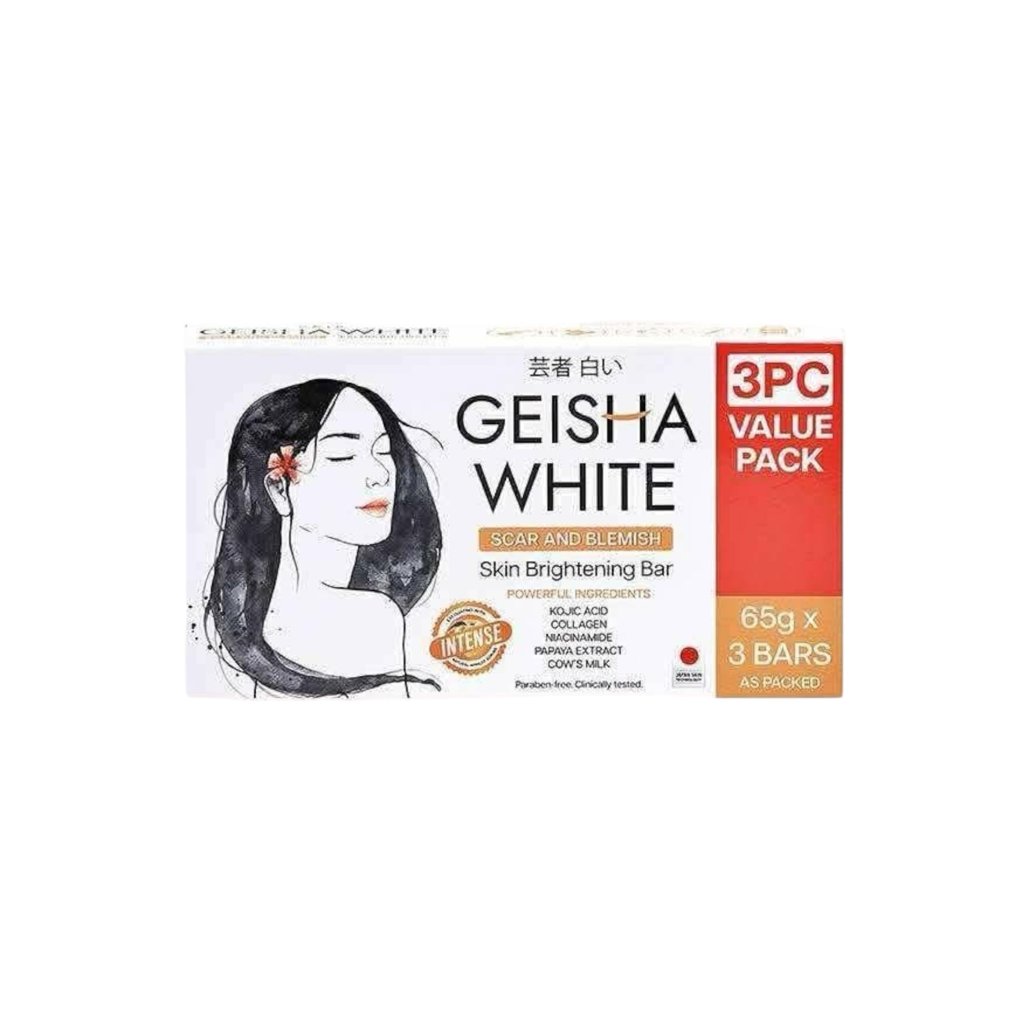 Geisha White Scar and Blemish Intense Skin Cleansing Bar 3x65g for deep cleansing