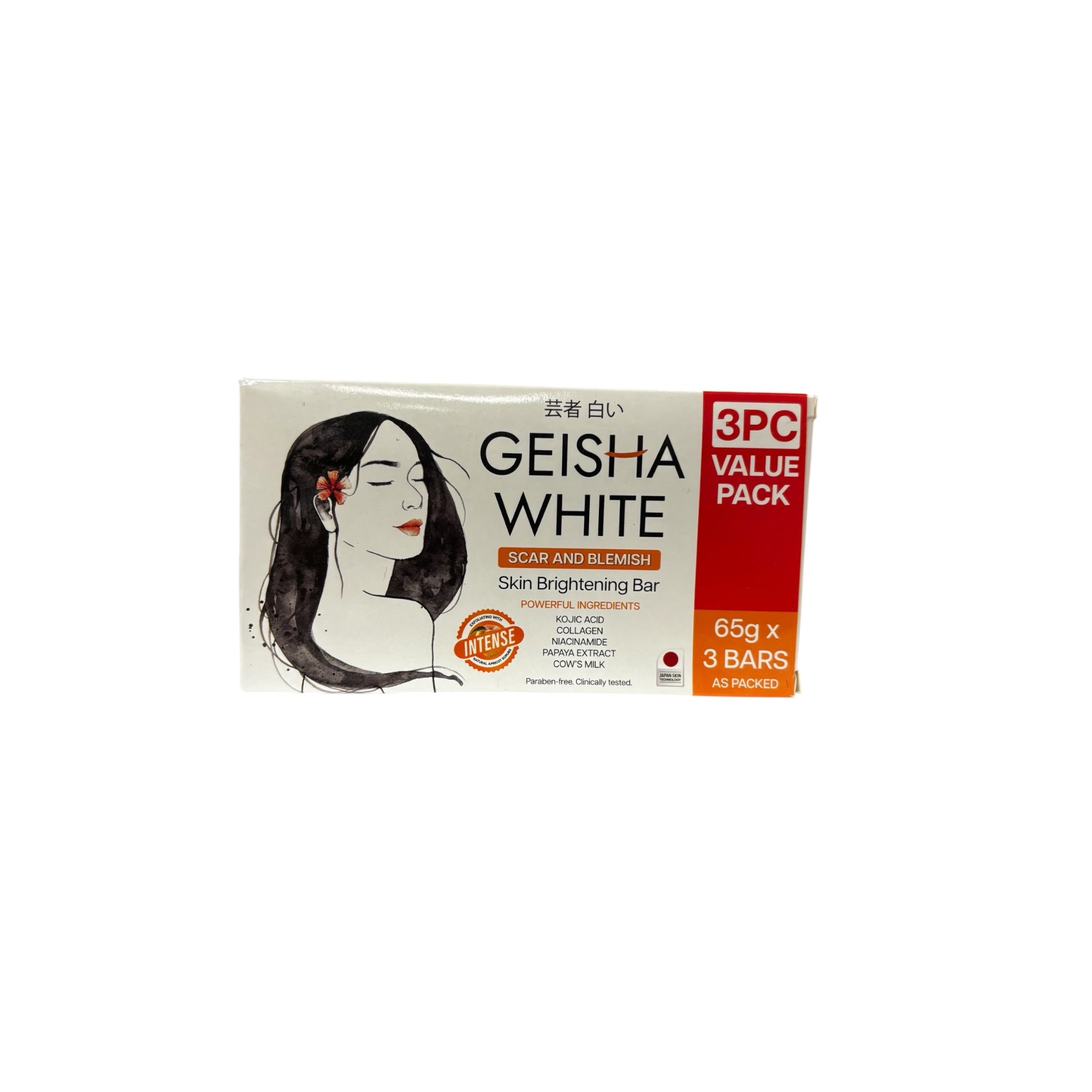 Geisha White Scar and Blemish Intense Skin Cleansing Bar 3x65g gentle cleanser for skin