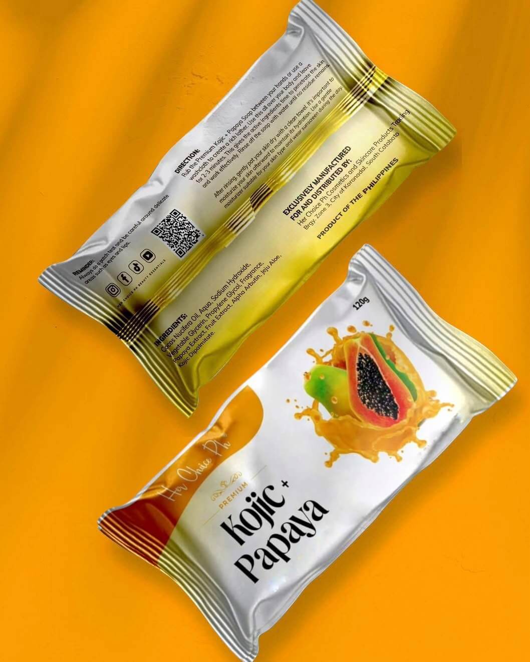 Her Choice pH Premium Kojic + Papaya Soap 120g refreshing bath bar