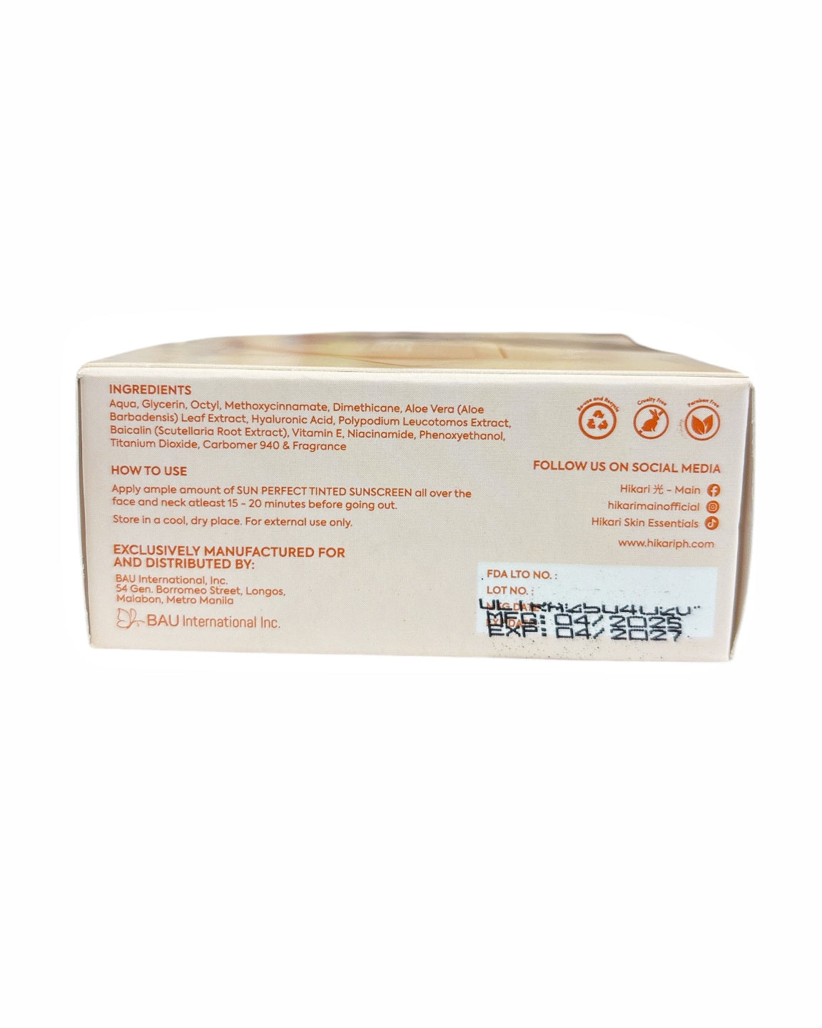 Hikari Skin Essentials Premium Tinted Sun Perfect Sunscreen SPF 50 -  50ml