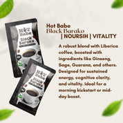 Hot Babe Black Barako instant coffee, full-bodied flavor, 10 sachets