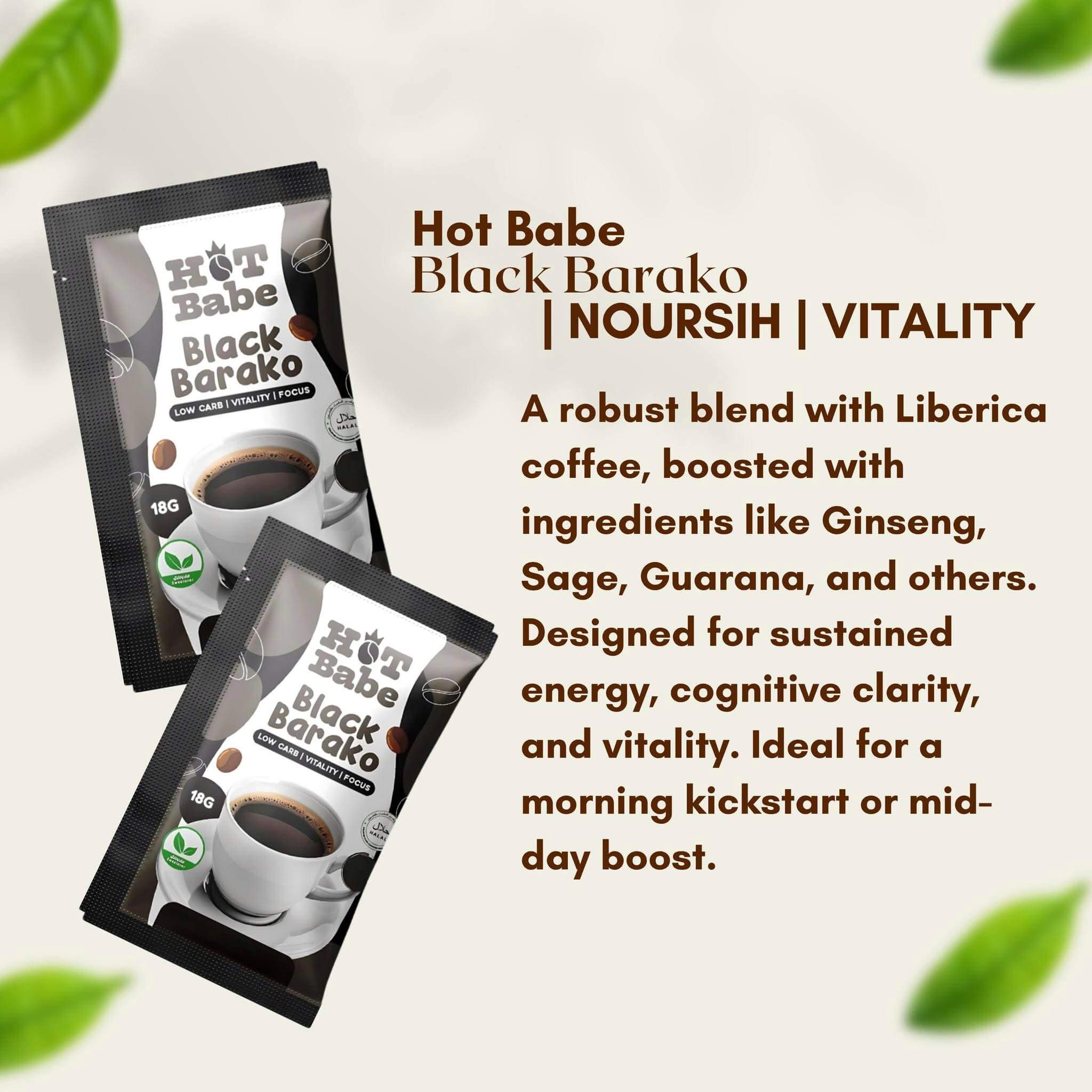 Hot Babe Black Barako instant coffee, full-bodied flavor, 10 sachets