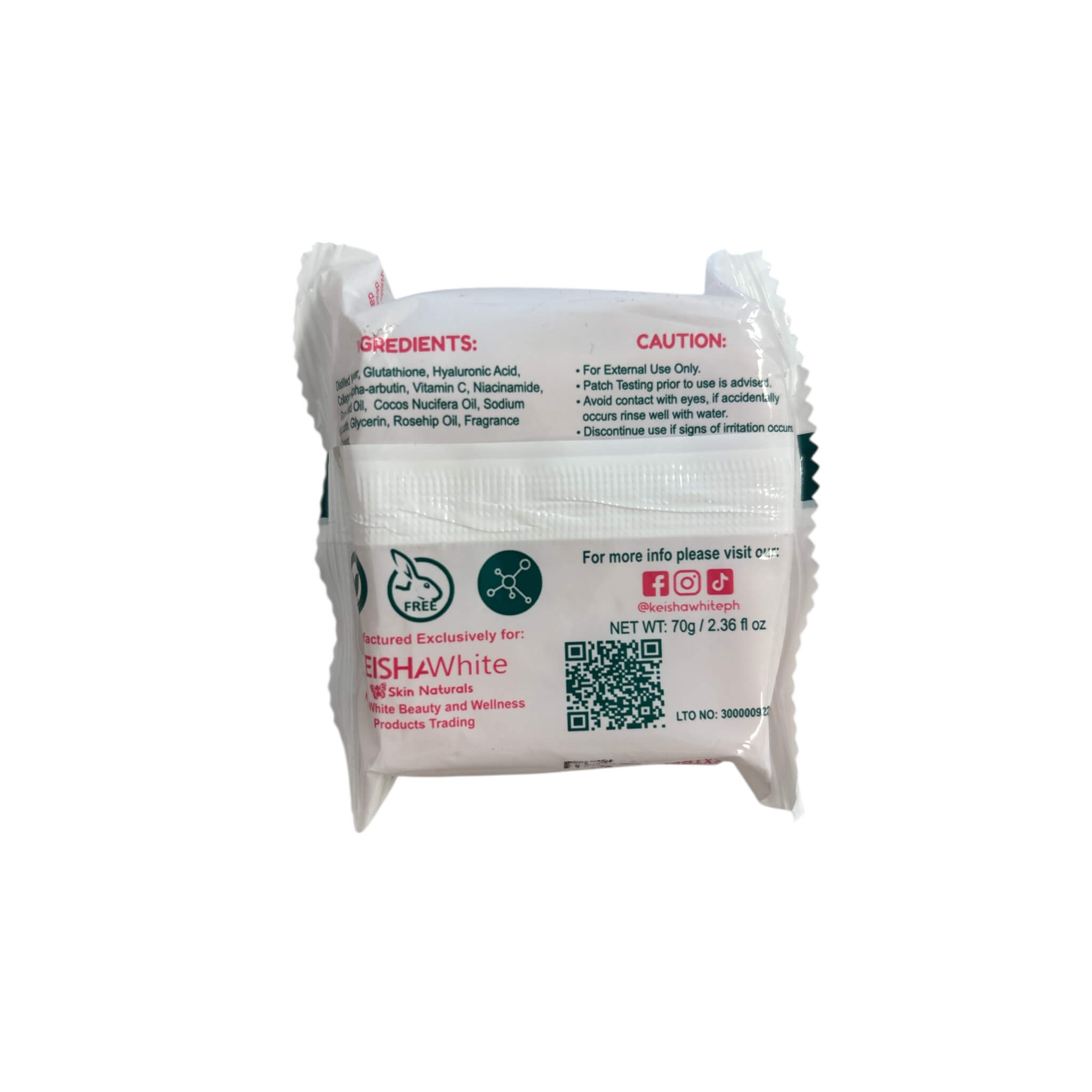 KEISHA White Skin Naturals Milky GlutaWhite Premium Soap provides refreshing daily cleansing for skin freshness.