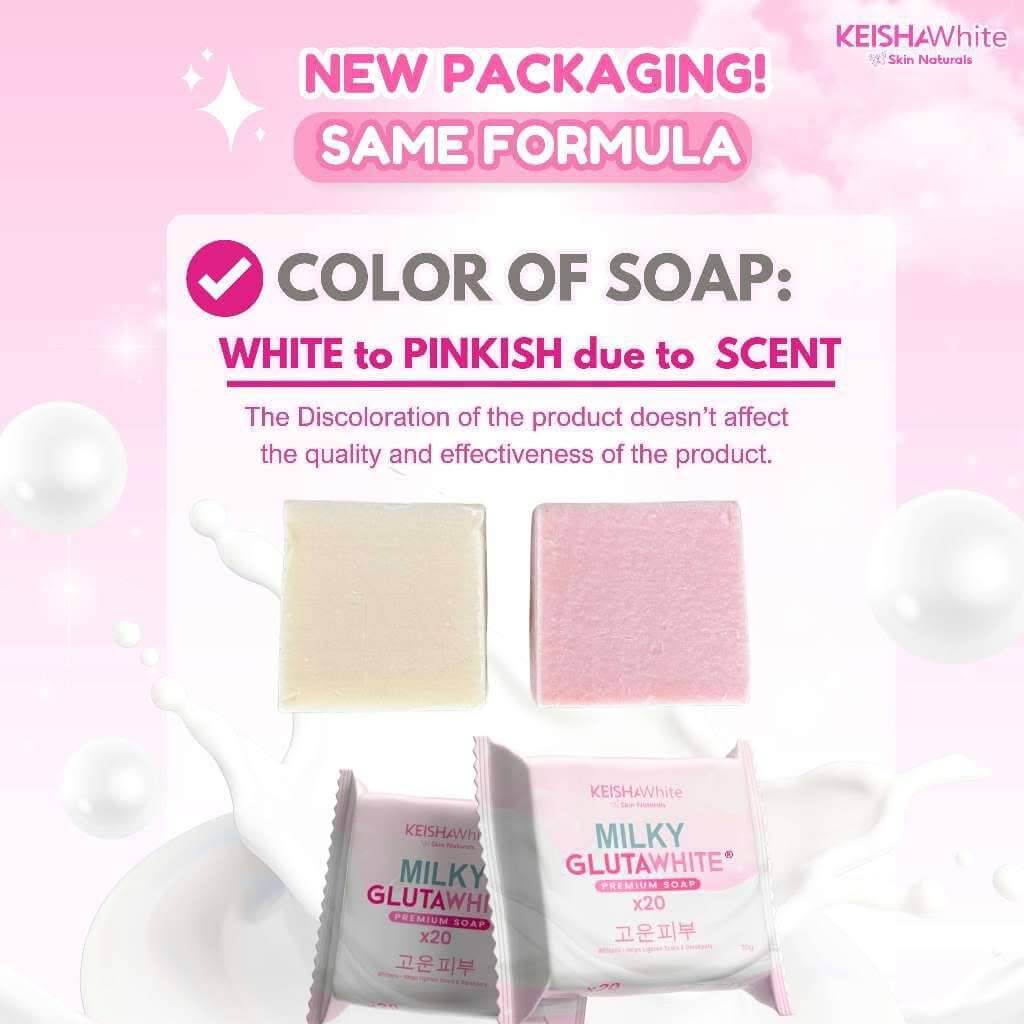 KEISHA White Skin Naturals Milky GlutaWhite Premium Soap promotes a naturally glowing, healthy complexion.