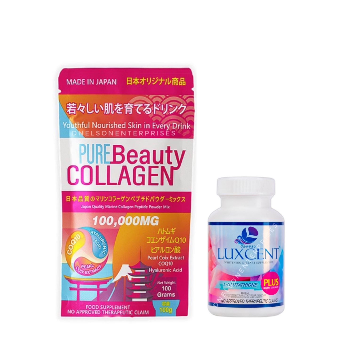 Luxcent Bundle Glutathione and Pure Beauty Collagen Powder