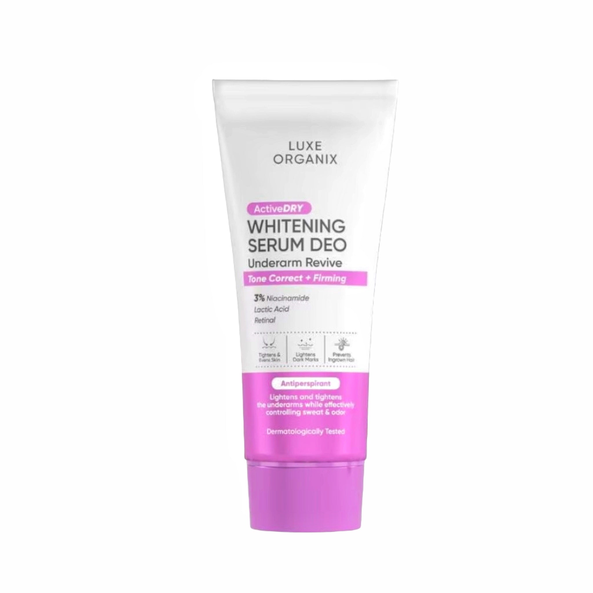 Luxe Organix Active Dry Serum Deodorant Purple tone correct and firming underarm formula