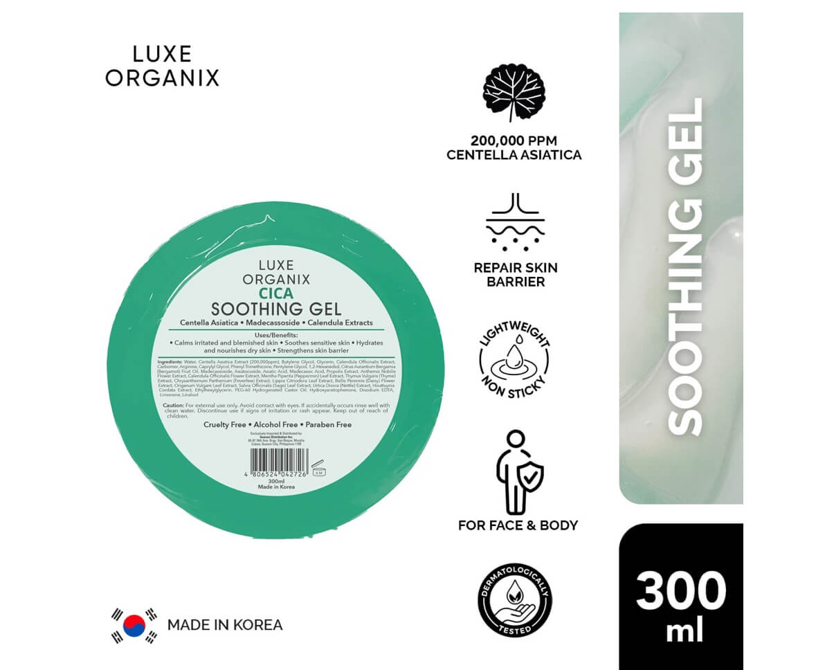 LUXE ORGANIX Cica Soothing Gel 300ml for face and body use