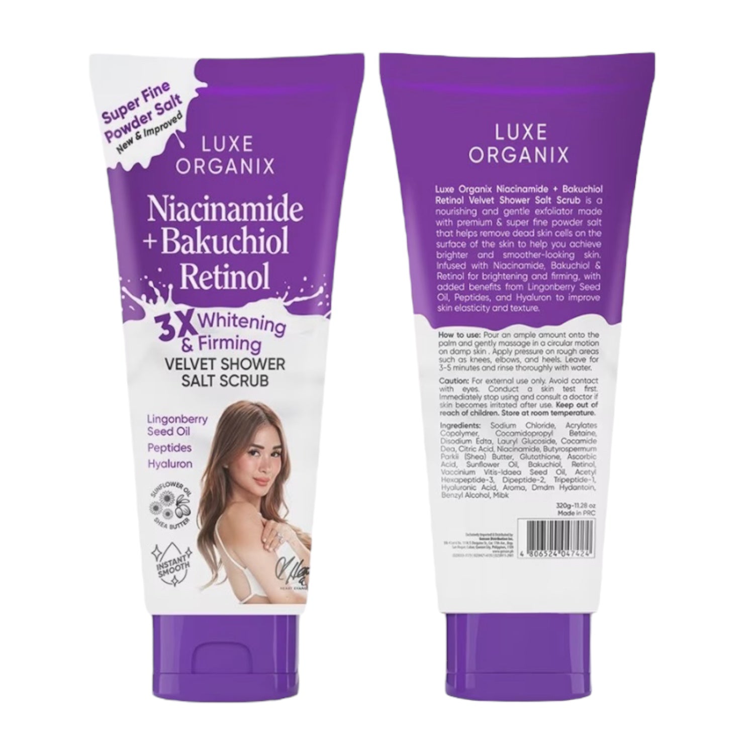 Luxe Organix Niacinamide + Bakuchiol Retinol Salt Scrub 320g part of your body care ritual