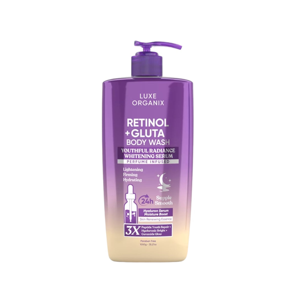 Luxe Organix Retinol + Gluta Youthful Radiance Serum Perfume Infused Body  Wash (1000G)