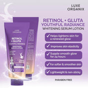 Luxe Organix Retinol + Gluta Serum Lotion & Retinol Cloud Soap enhances natural glow