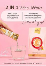 Pro Slim C9 Coffee Mix Gold instant coffee with collagen that’s quick to prepare