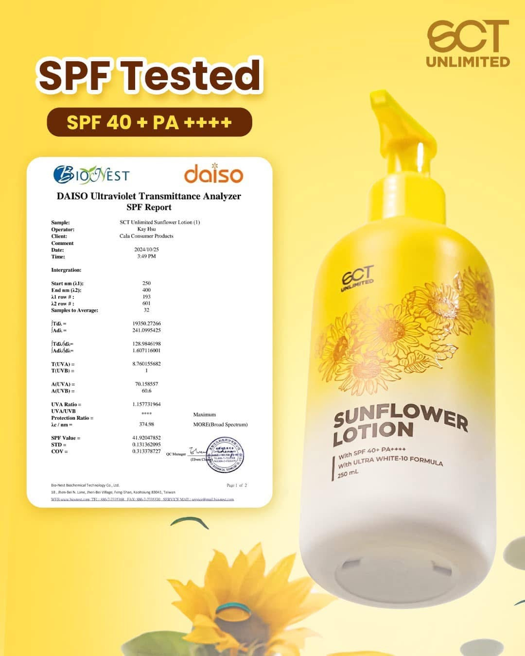 SCT Unlimited Sunflower Lotion with SPF 40 PA+++ (250ml)
