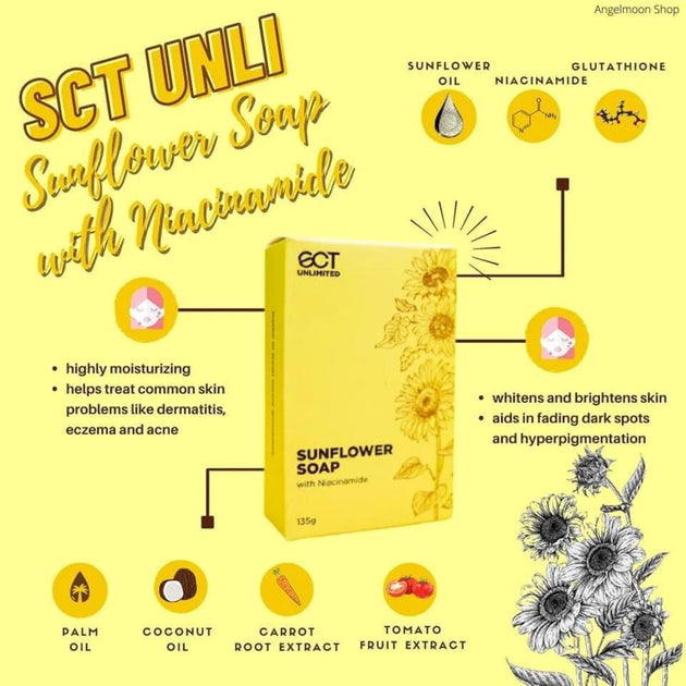 2 Bars SCT Unlimited Sunflower Soap with Niacinamide, 135g Each