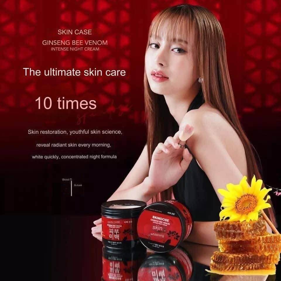 SKINDOSE Ginseng Bee Venom Intense Night Cream infused with ginseng for lasting moisture