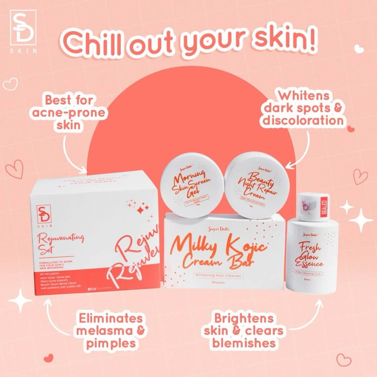 Complete skincare kit from Sugar Dolls SD SKIN Rejuvenating Set