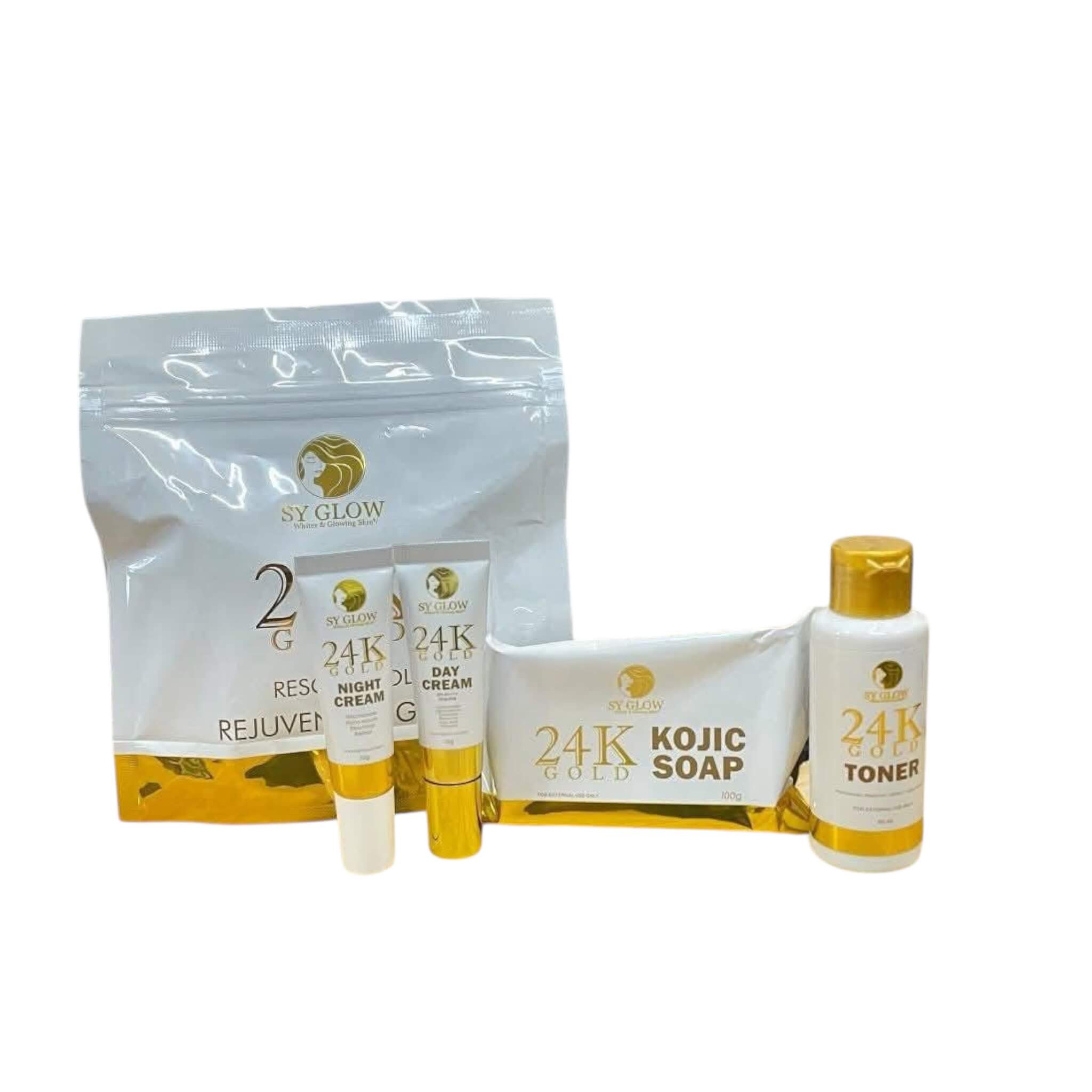 SY GLOW 24K Gold Rejuvenating Set with Resorcinol & Niacinamide – 4-Step Facial Kit