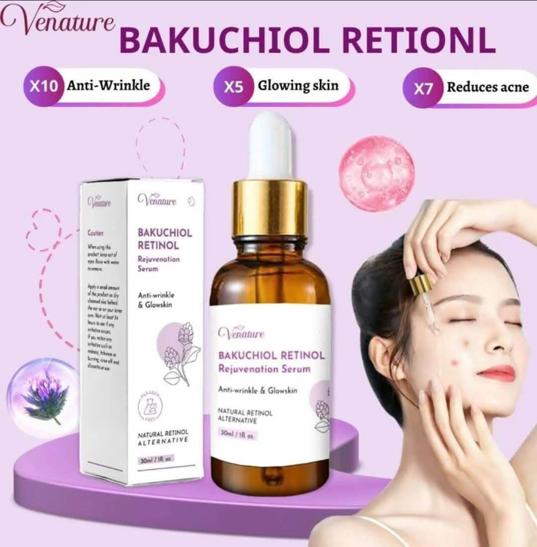 Venature Bakuchiol Retinol Rejuvenation Serum 1oz helps reveal radiant and refreshed skin