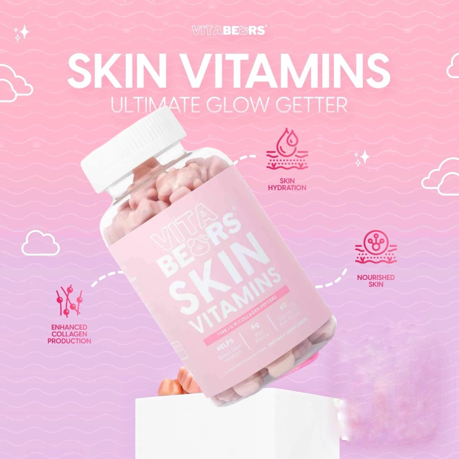 VitaBears Perfect Duo: SKIN & HAIR Vitamins - Chewable Gummies