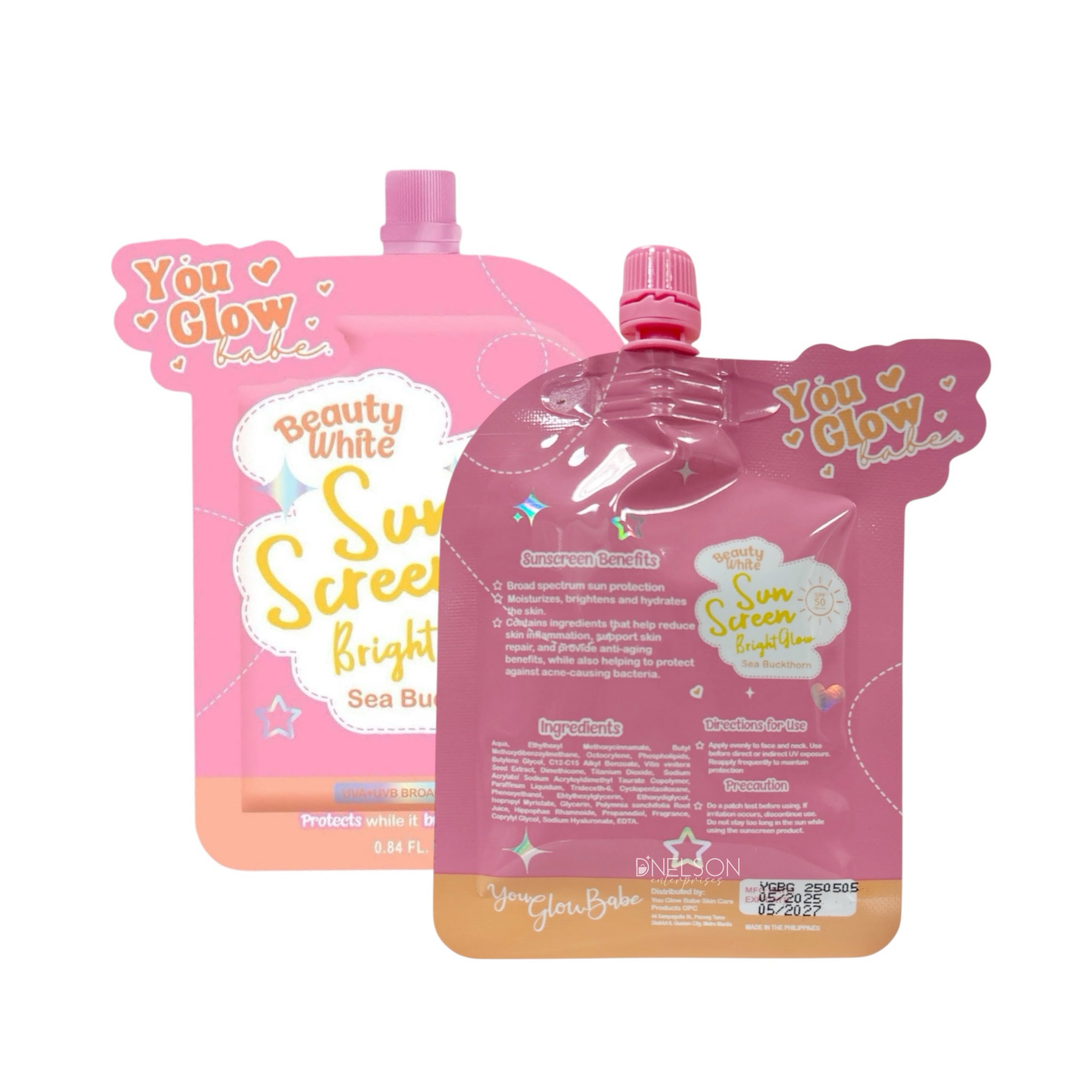 You Glow Babe Beauty White Sunscreen Bright Glow with Sea Buckthorn SPF 50 PA+++ moisturizing formula for smooth and hydrated skin