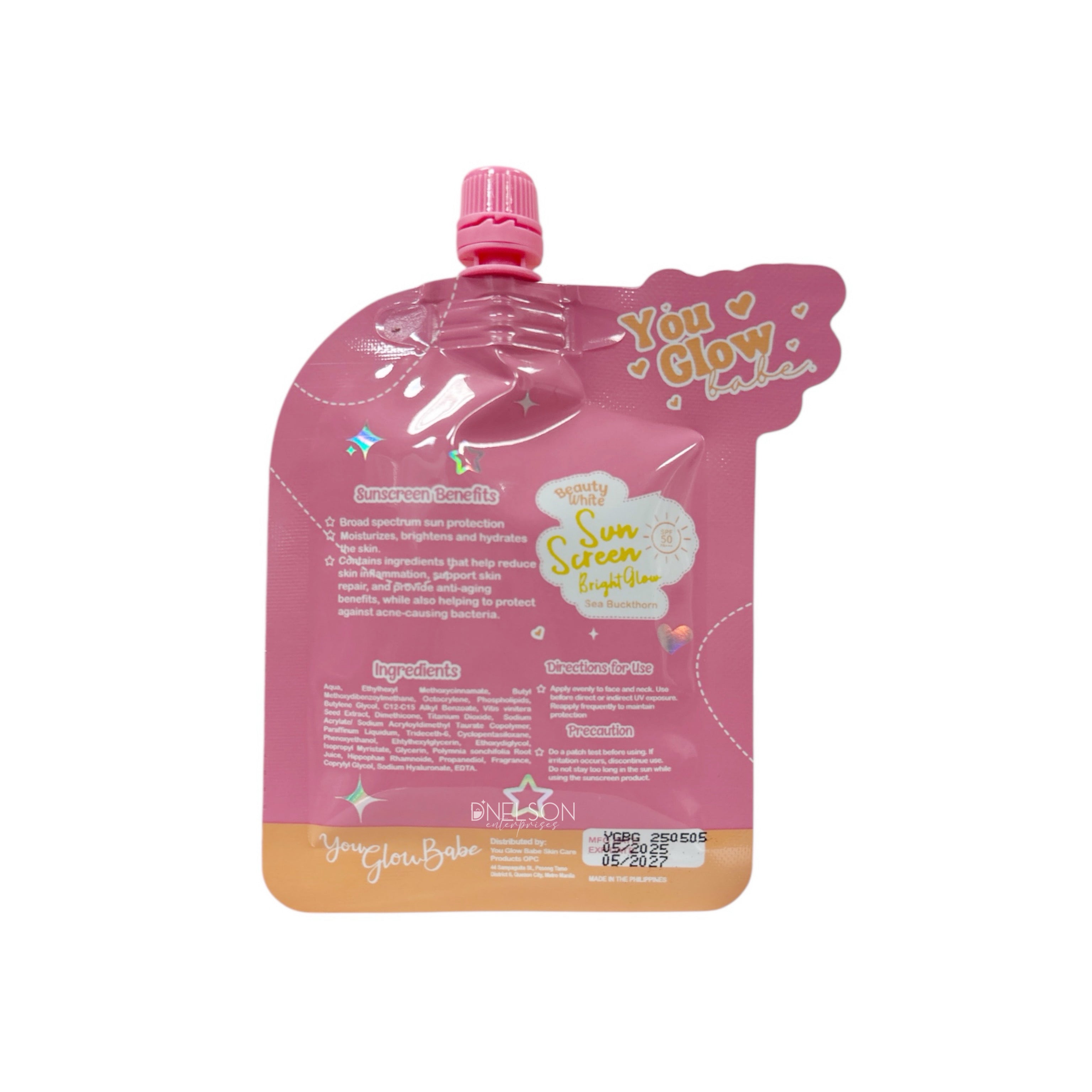 You Glow Babe Beauty White Sunscreen Bright Glow with Sea Buckthorn SPF 50 PA+++ suitable for all skin types including sensitive skin